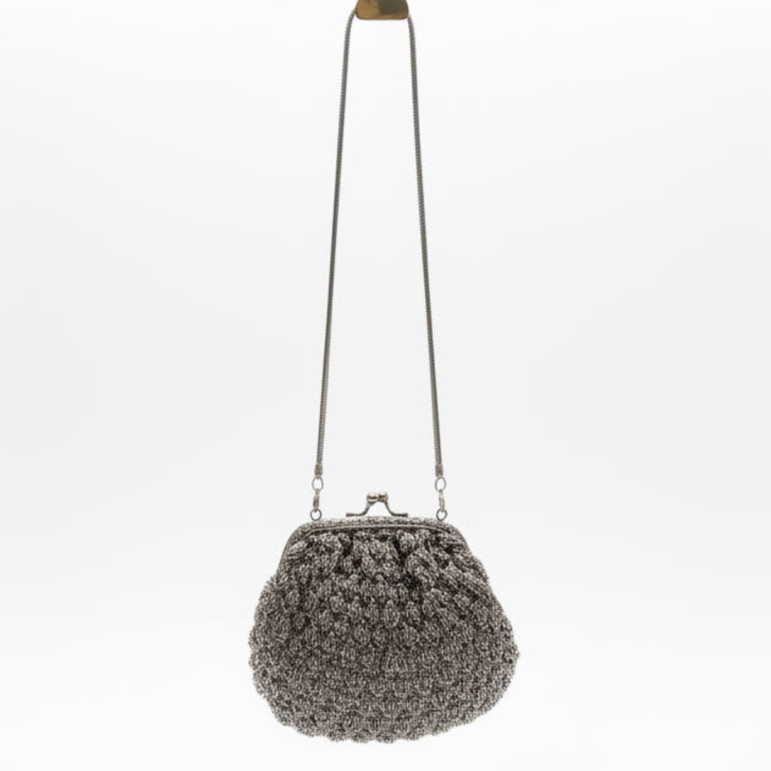 Bolso tejido gris y peltre
