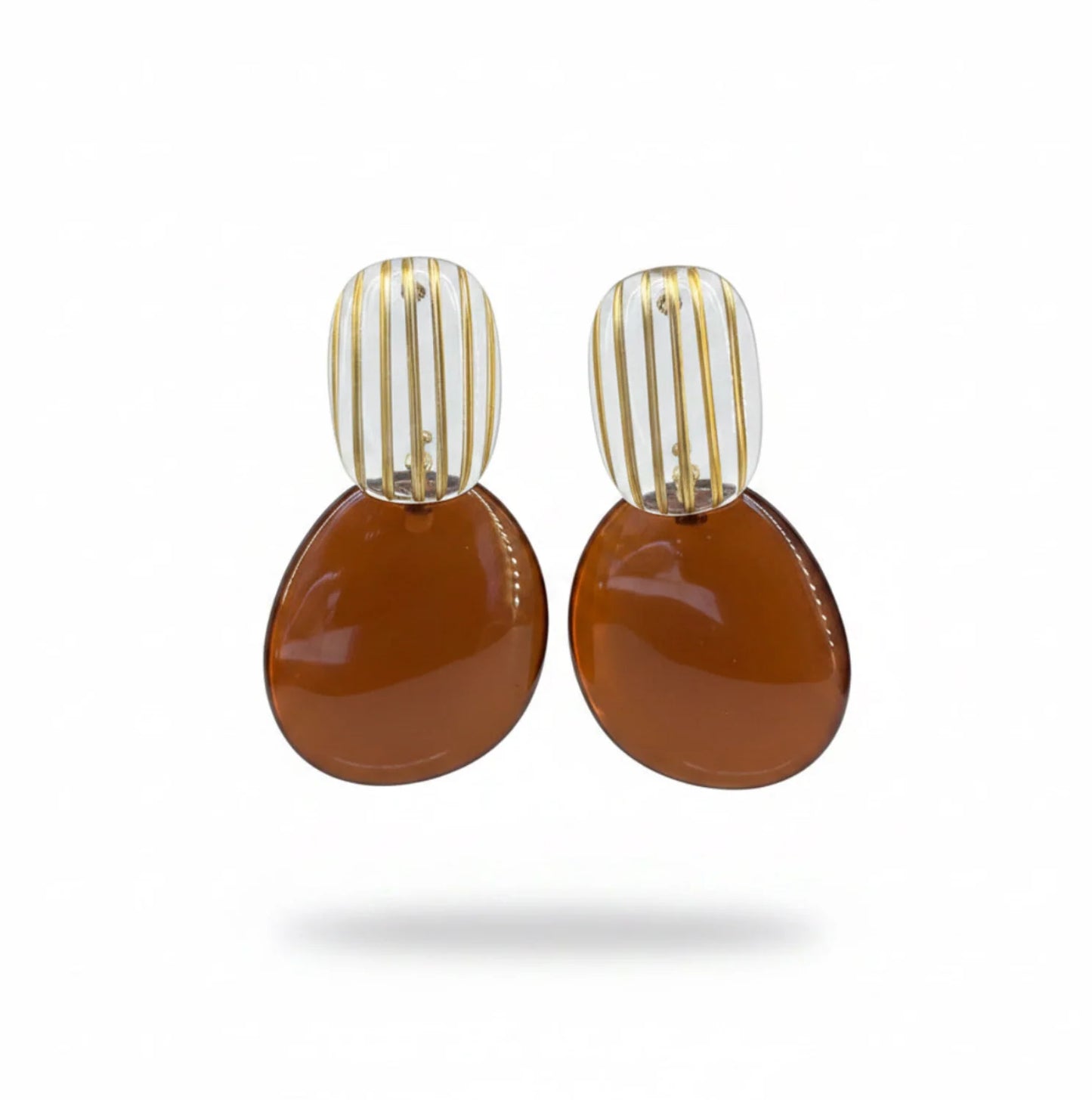Pendientes grandes óvalos grandes de resina color chocolate