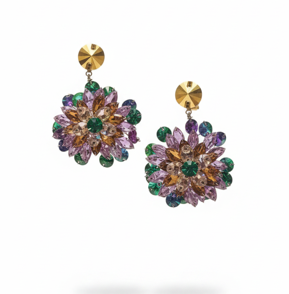 Pendientes Flor de Cristal Swarovski — Pieza Única Fahoma