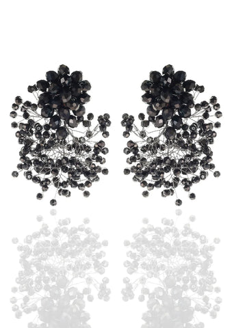 Pendientes racimo dos piezas cristal negro