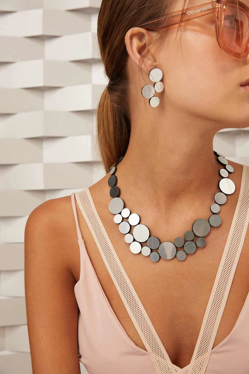 Pendientes círculos plateados efecto espejo