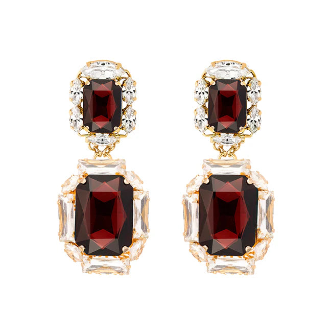Pendientes de fiesta cristal borgona A.H.