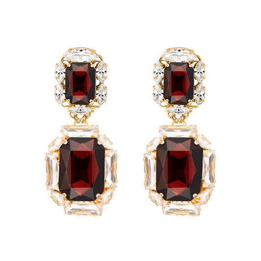Pendientes de fiesta cristal borgona A.H.