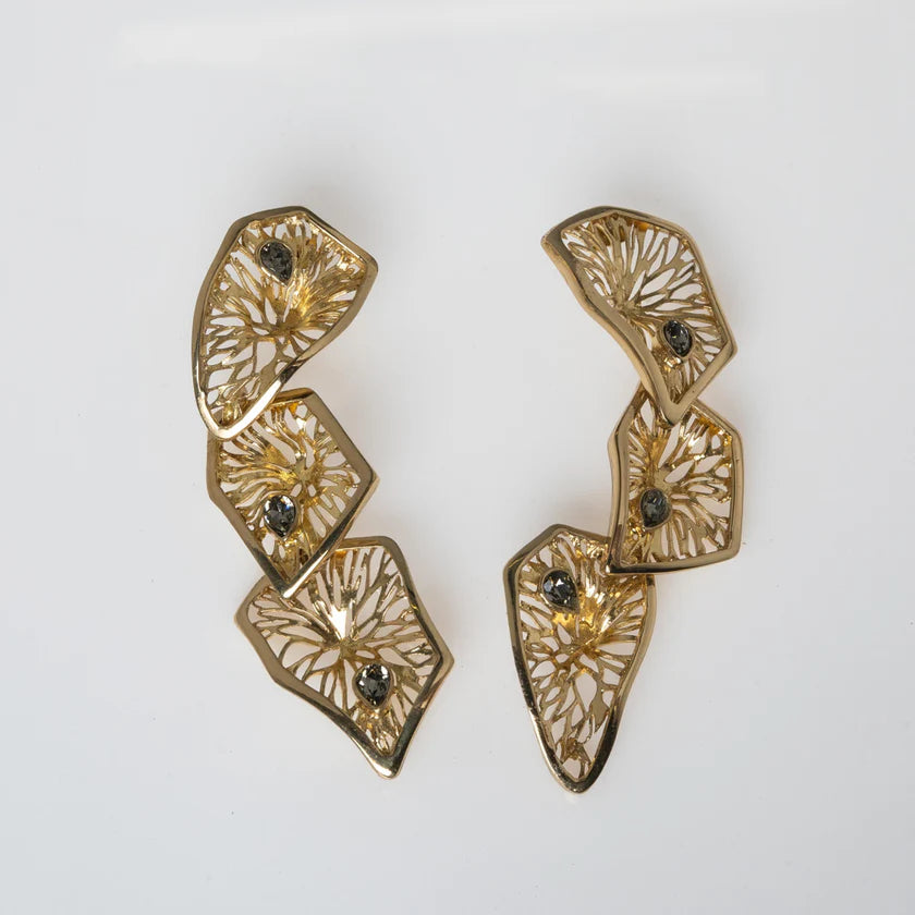 Pendientes calados dorados 3 piezas