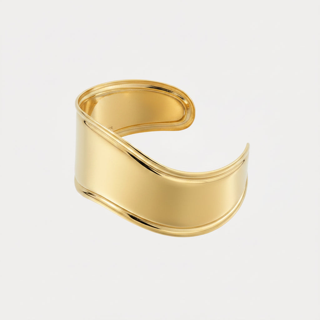 Brazalete ajustable de línea minimalista en acero y baño de oro / plata