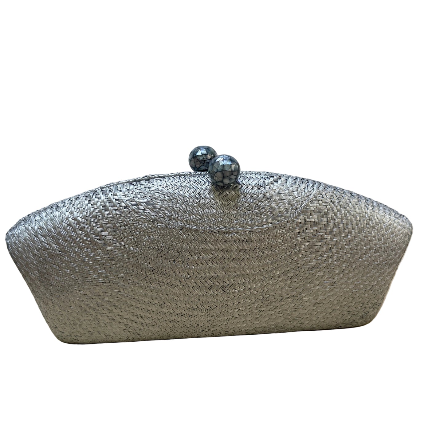 Clutch artesanal buntal  plateado