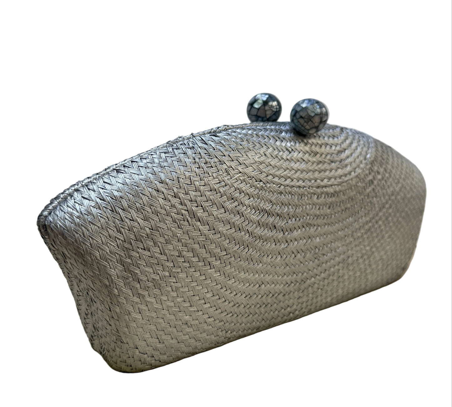 Clutch artesanal buntal  plateado