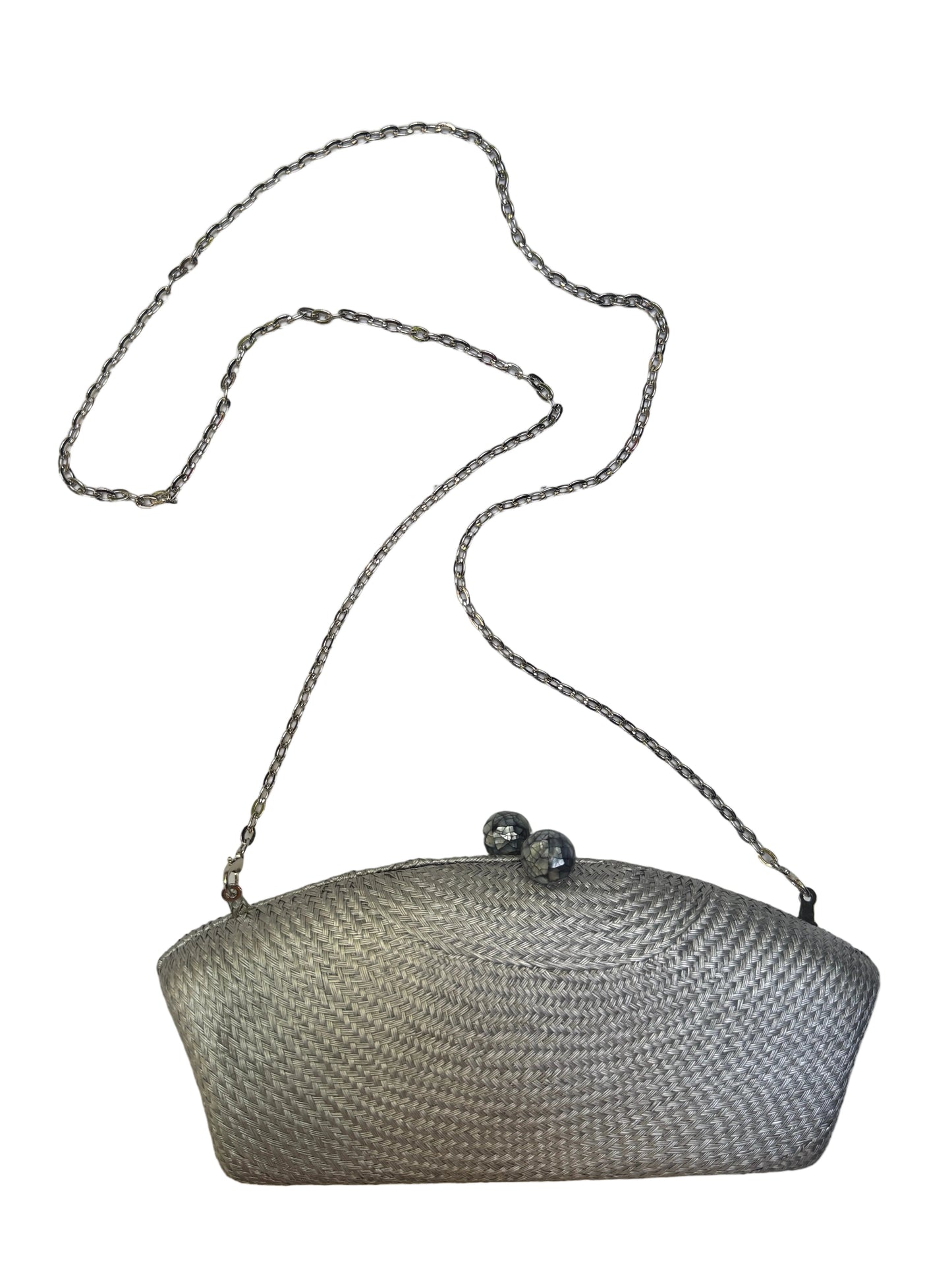 Clutch artesanal buntal  plateado