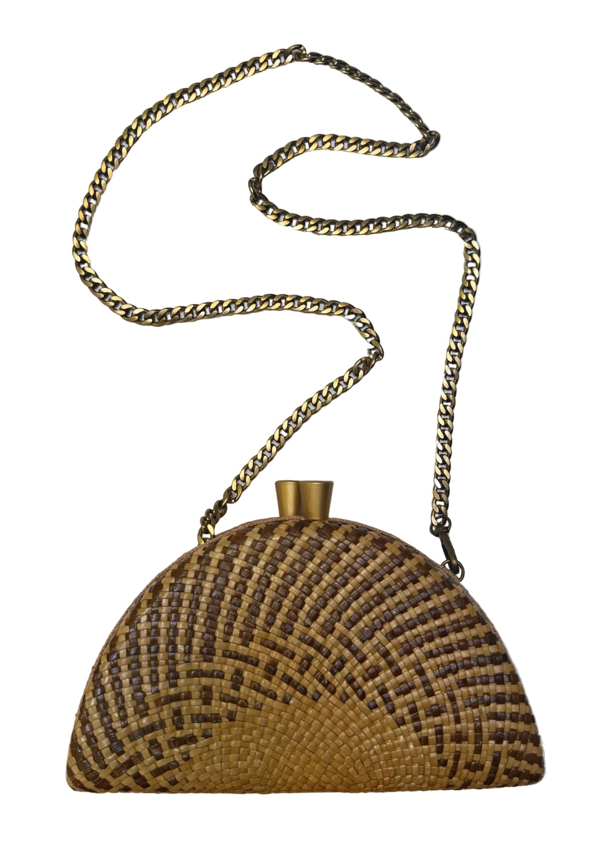 Bolso de fiesta artesanal en buntal jacquard bicolor