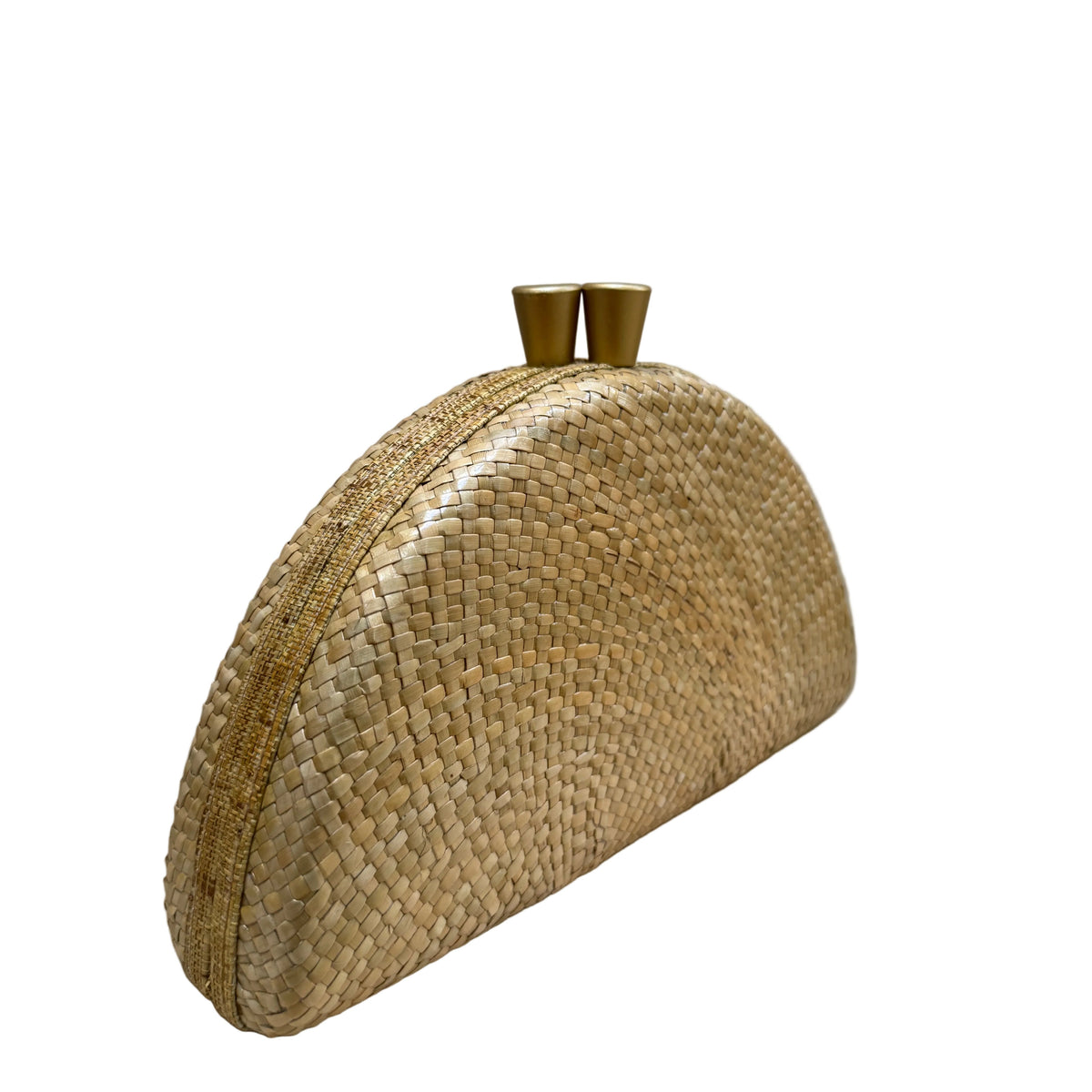 Bolso de fiesta artesanal en buntal jacquard color natural