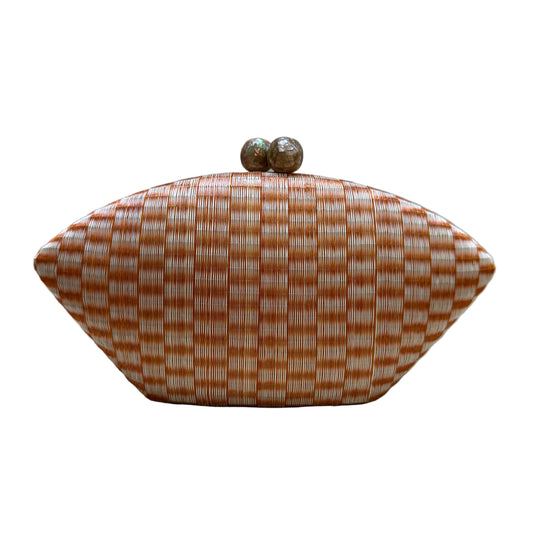 Bolso buntal jacquard  color miel natural
