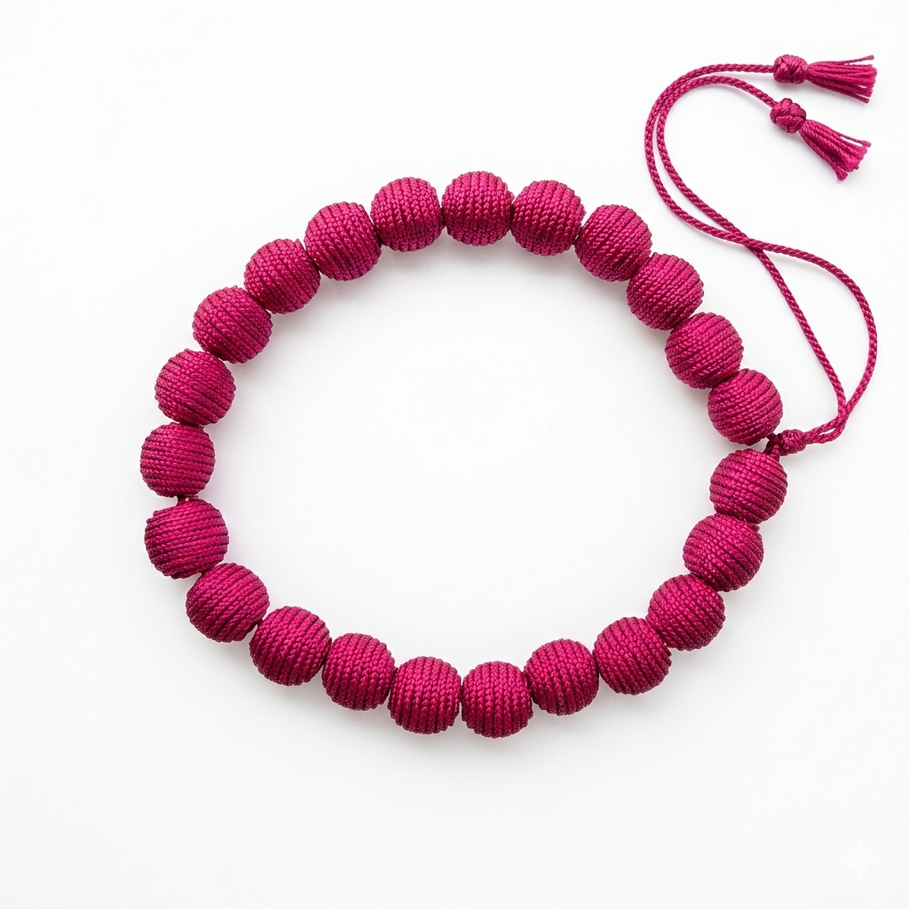 Collar tejido ajustable hilos fucsia