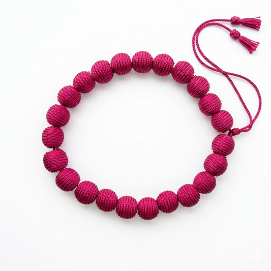 Collar tejido ajustable hilos fucsia