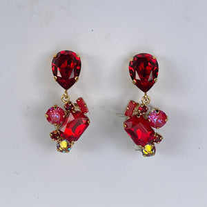 Pendientes cristal checo color rojo