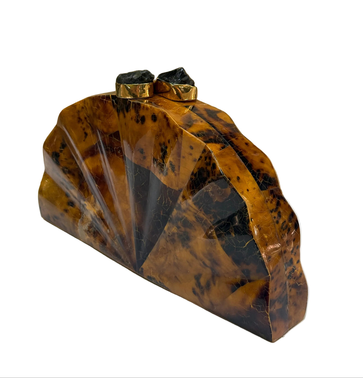 Bolso joya de nácar natural  color habanos- Lujo artesanal