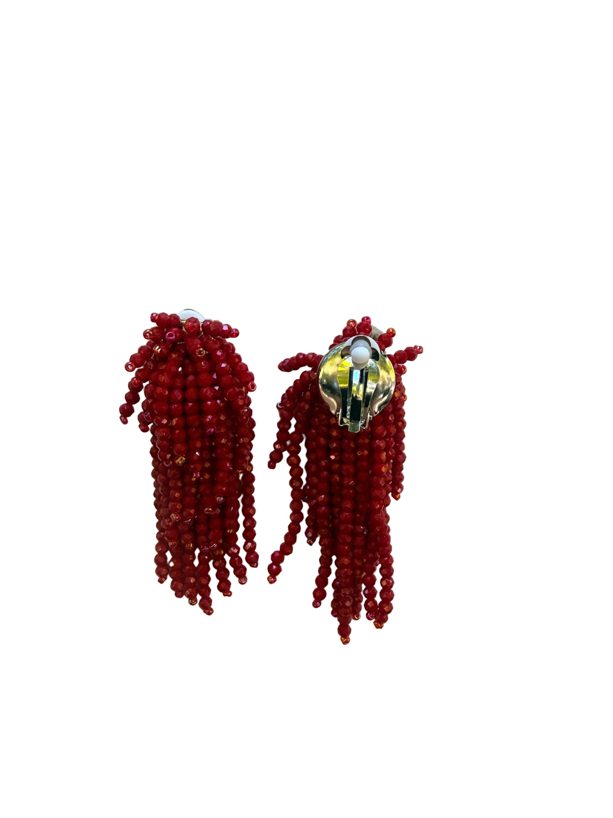 Pendientes cascada de cristal facetado rojo vino