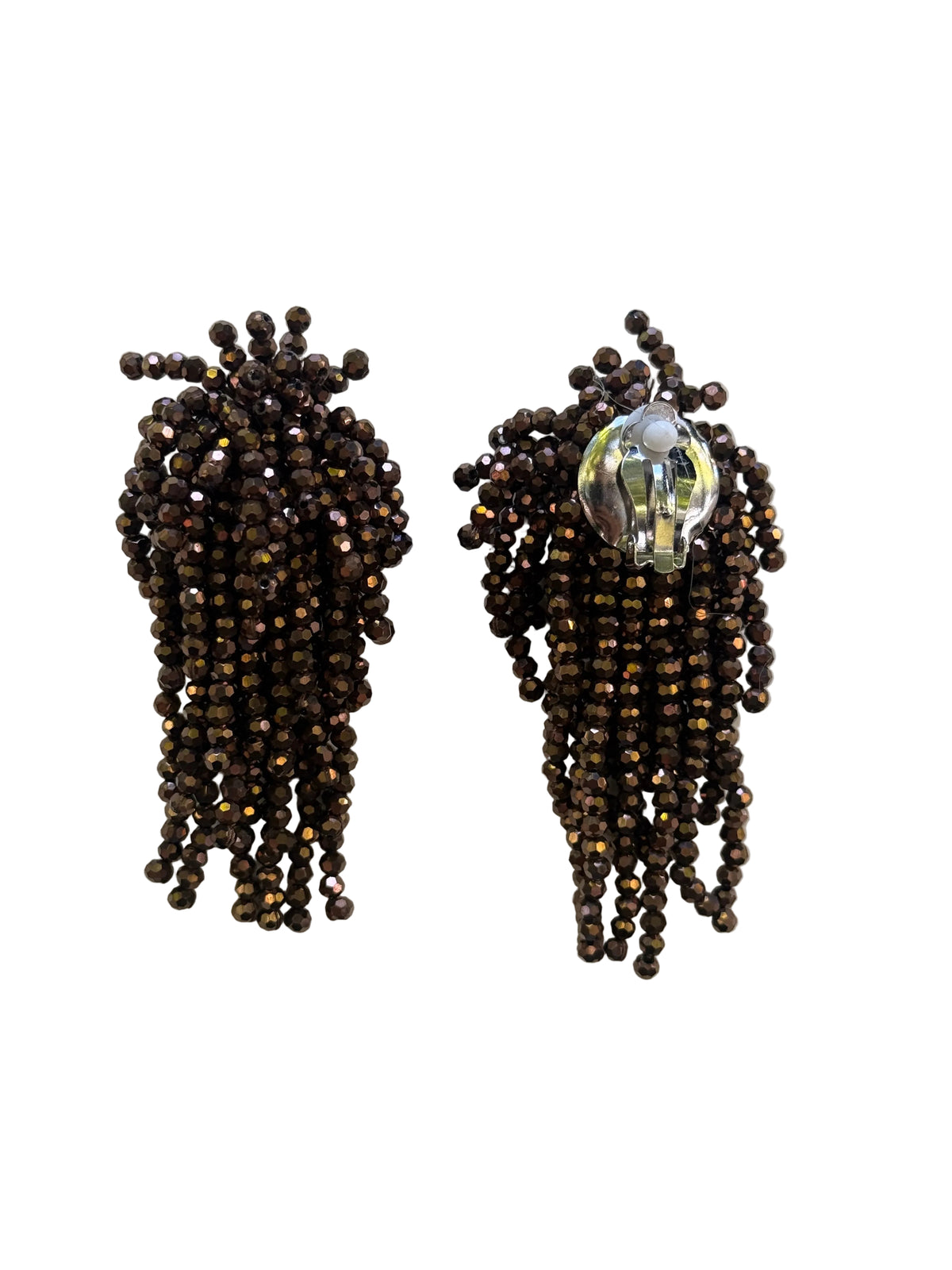 Pendientes cascada de cristal facetado negro