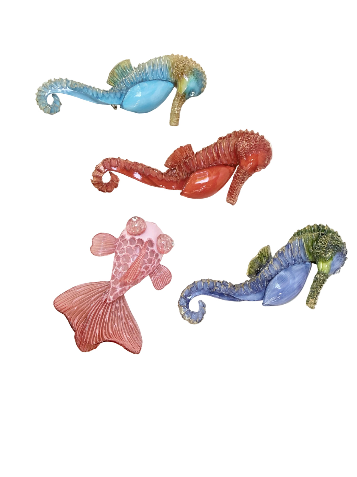 Broche Caballito de Mar en Resina celeste