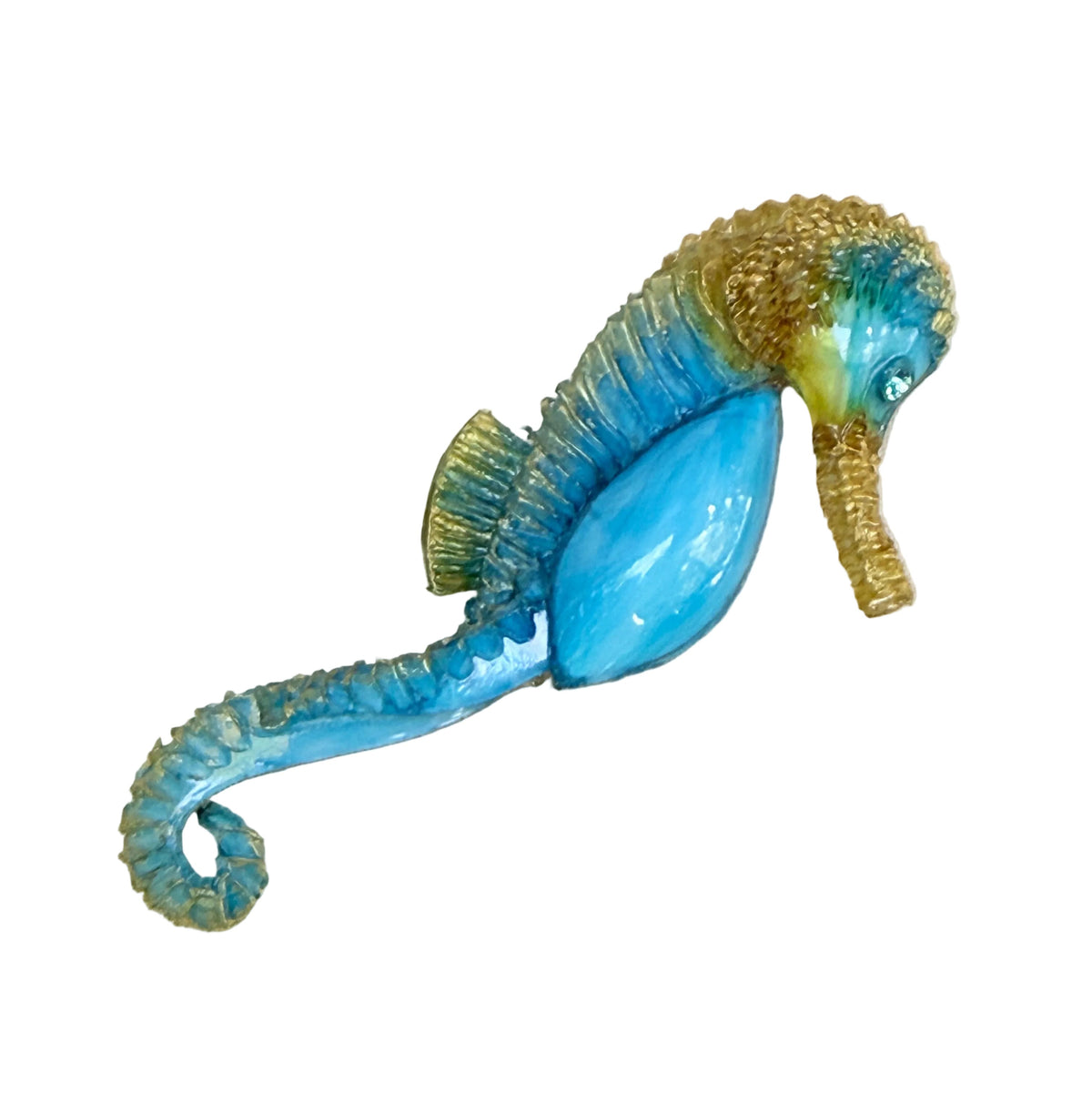 Broche Caballito de Mar en Resina celeste