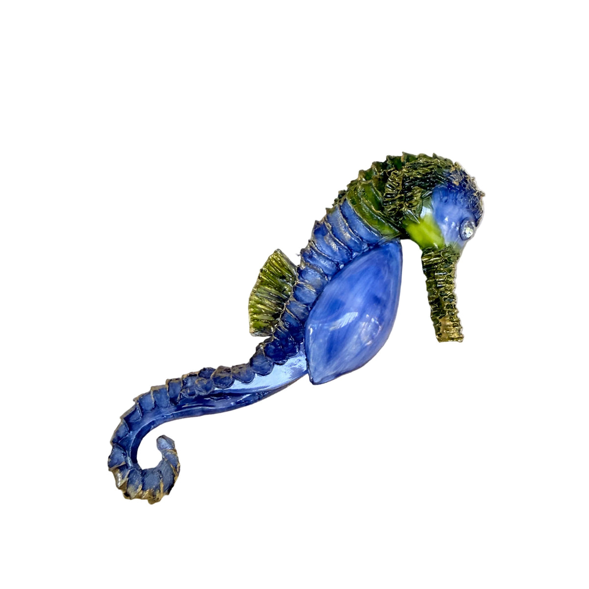 Broche Caballito de Mar en Resina azulete