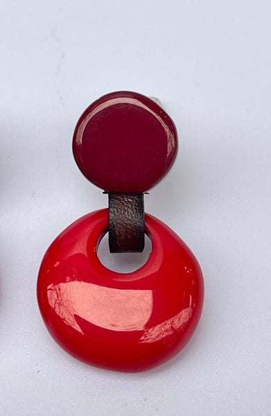 Mini Pendientes de resinas italianas granate y rojo