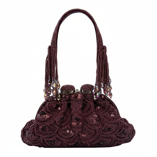 Clutch estilo vintage bordado en color púrpura