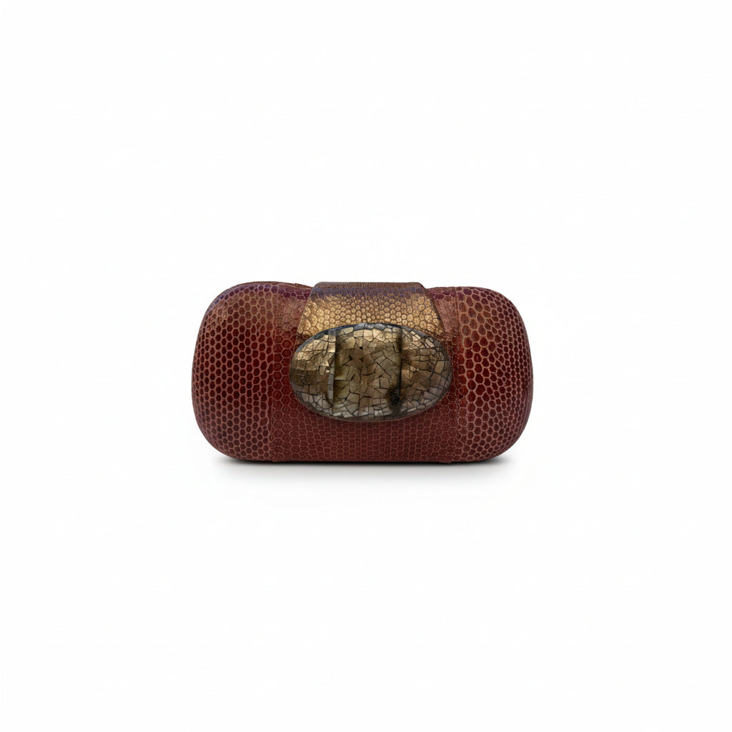 Bolso de Fiesta en Piel color cereza  de Serpiente con Nácar – Edición Limitada