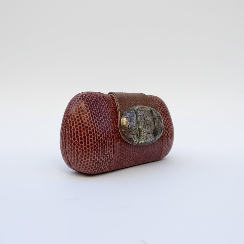 Bolso de Fiesta en Piel color cereza  de Serpiente con Nácar – Edición Limitada