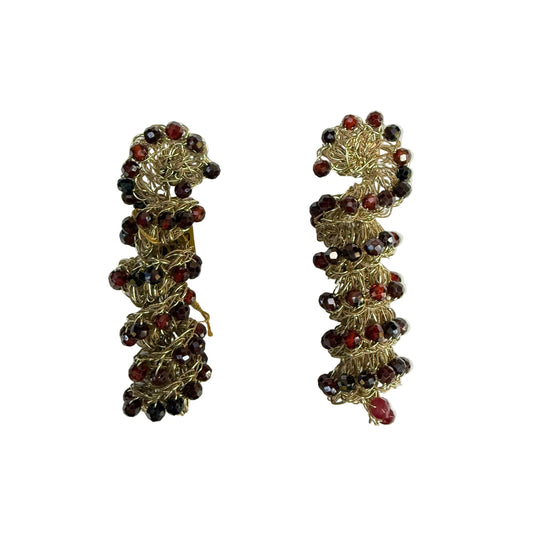 Pendientes tirabuzón de cobre y circonitas granates