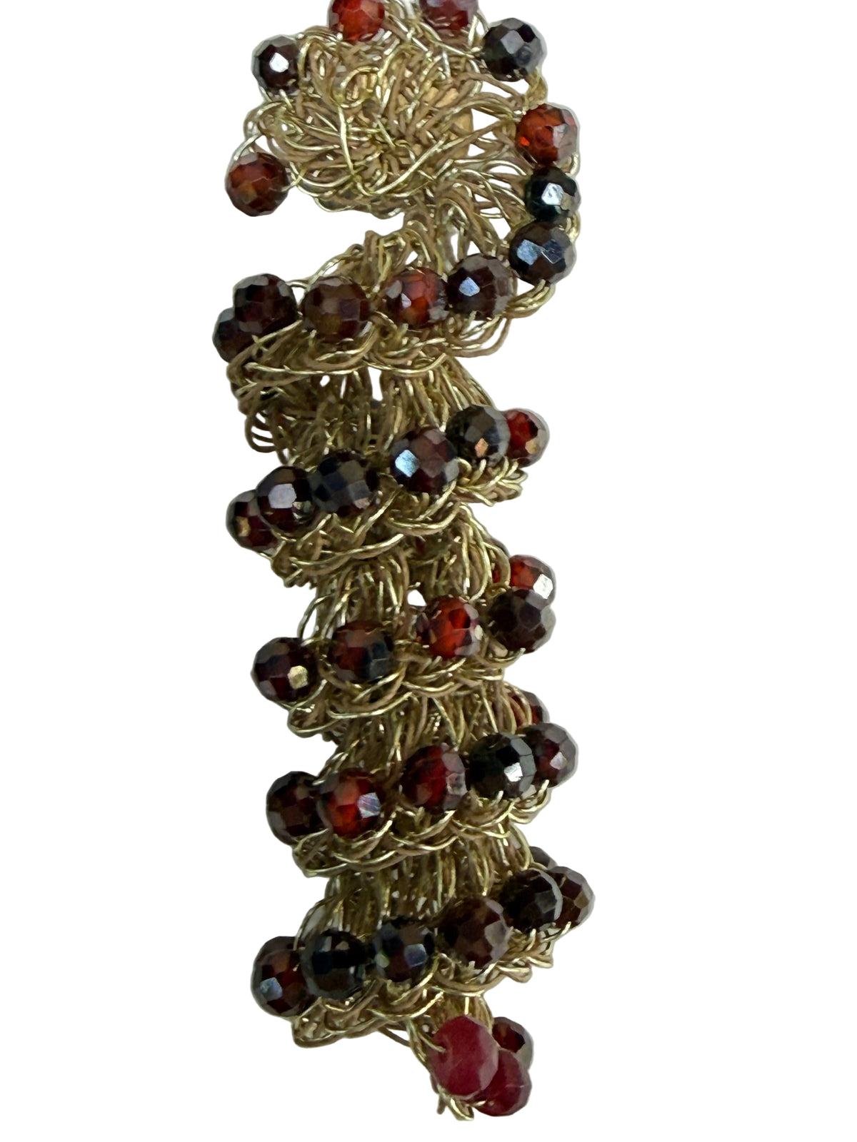 Pendientes tirabuzón de cobre y circonitas granates