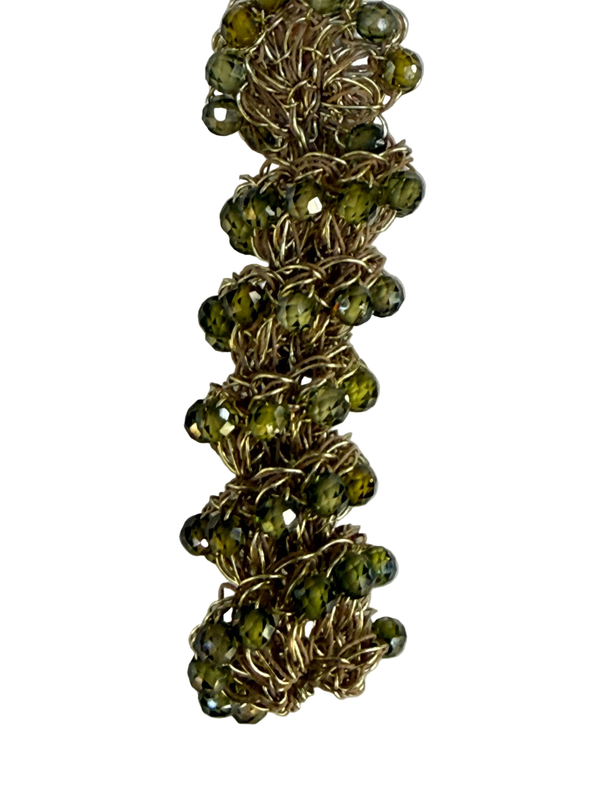 Pendientes tirabuzón de cobre y circonitas verdes