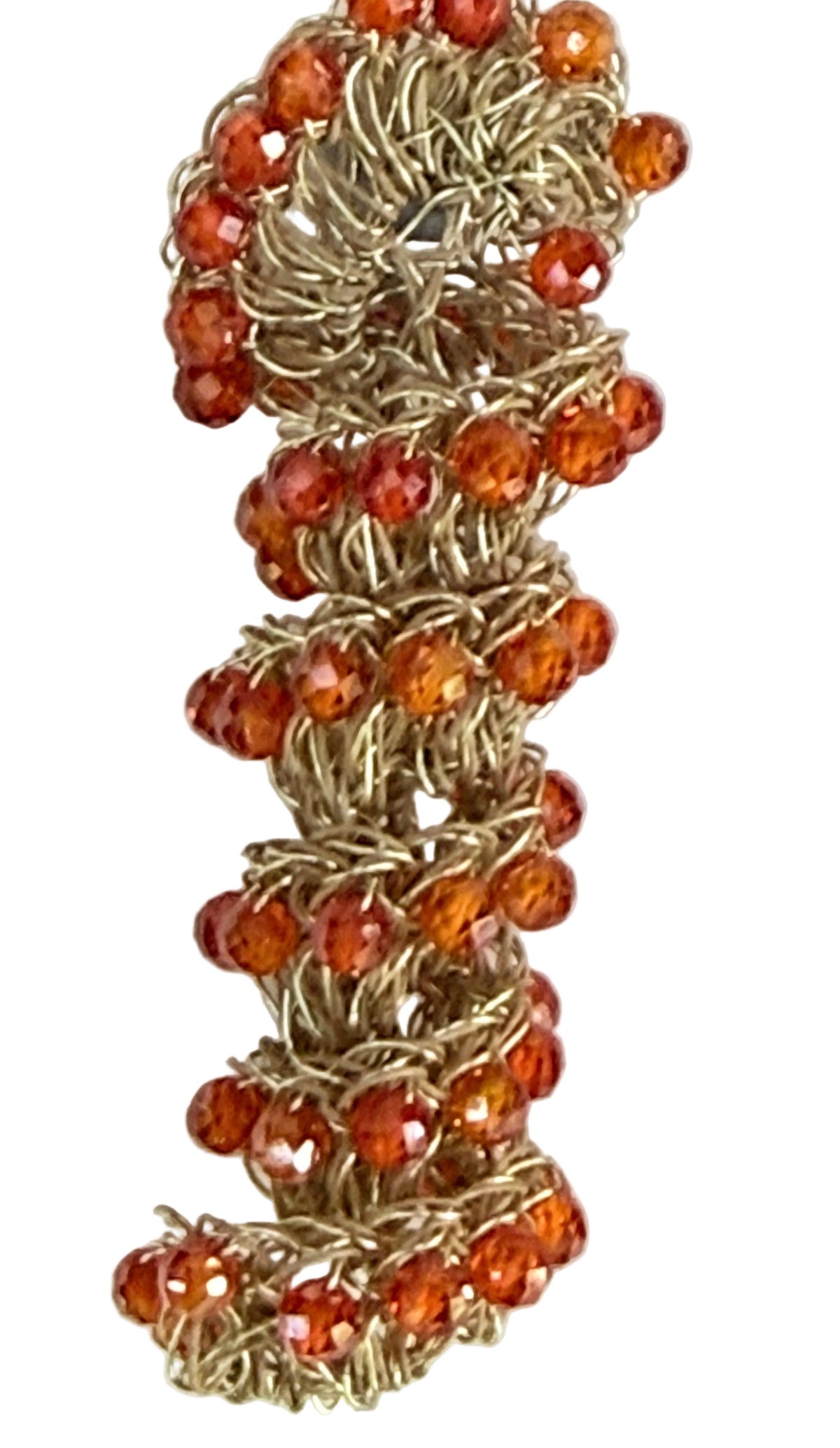 Pendientes tirabuzón de cobre y circonitas naranjas