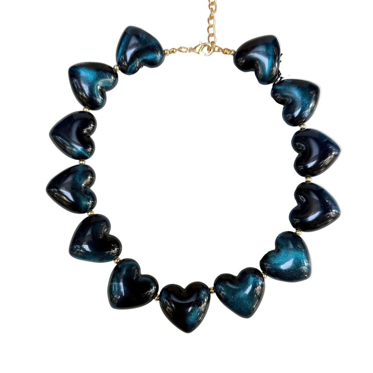 Collar corazones de resina azules