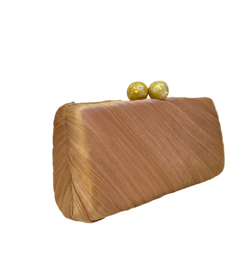 Clutch fibras naturales color melocotón (rosa cobrizo)