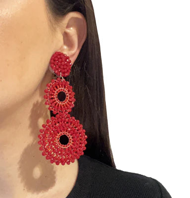 Pendientes círculos cristal facetado azuón