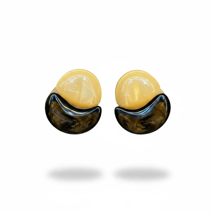 Pendientes resina italiana marmolado marrón y beige