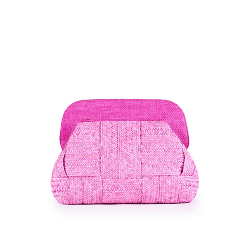 Bolso de mano rafia color rosa - made in Italy