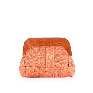 Bolso de mano rafia color naranja coral- made in Italy