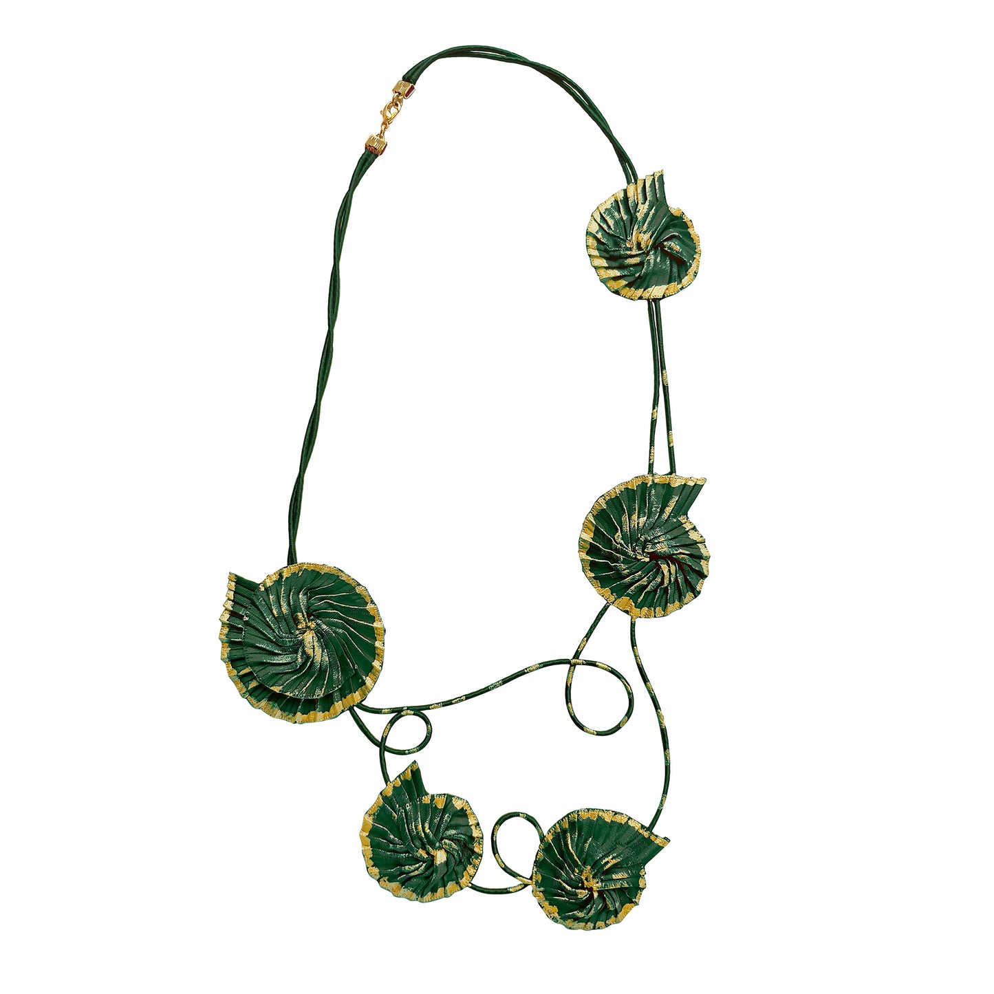 Collar plisado de satén  verde