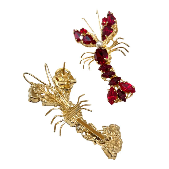 Pendientes cangrejos en cristal rojo A.H.