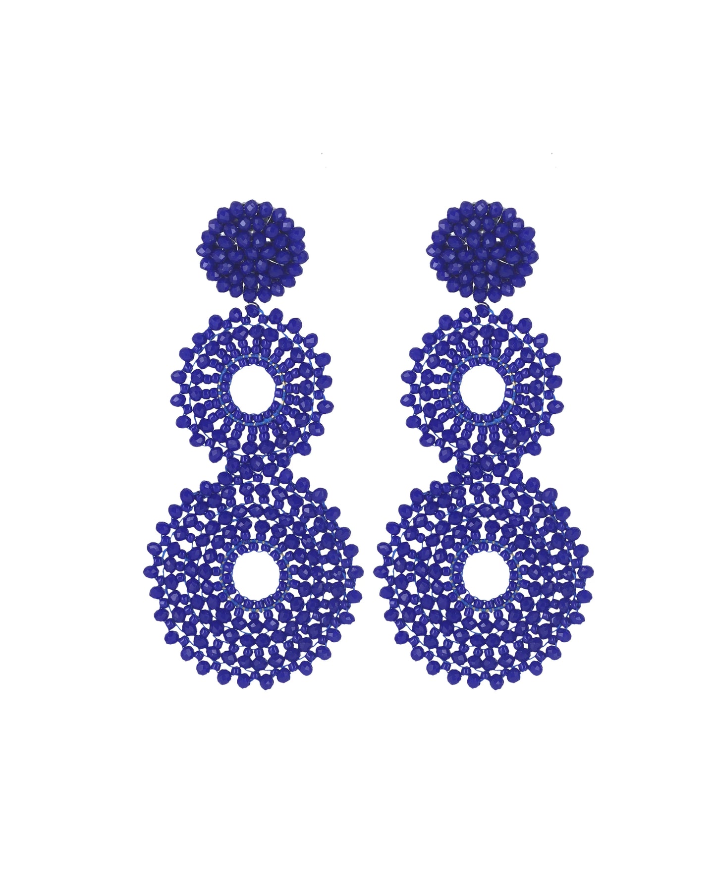 Pendientes círculos cristal facetado azuón