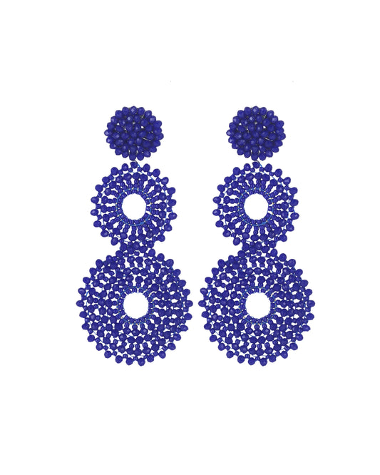 Pendientes círculos cristal facetado azuón