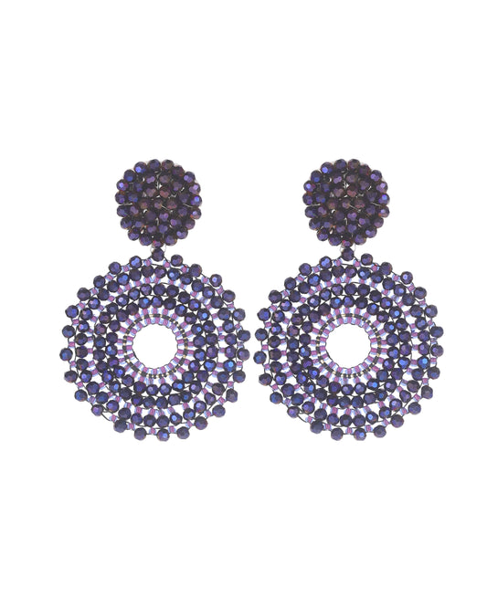 Pendientes círculo cristal facetado azulón