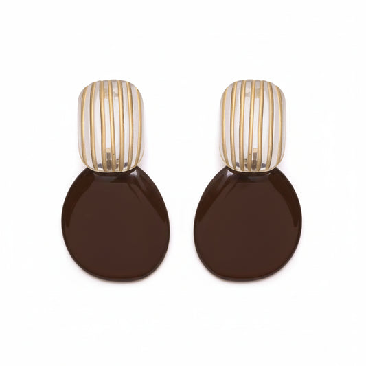 Pendientes grandes óvalos grandes de resina color chocolate