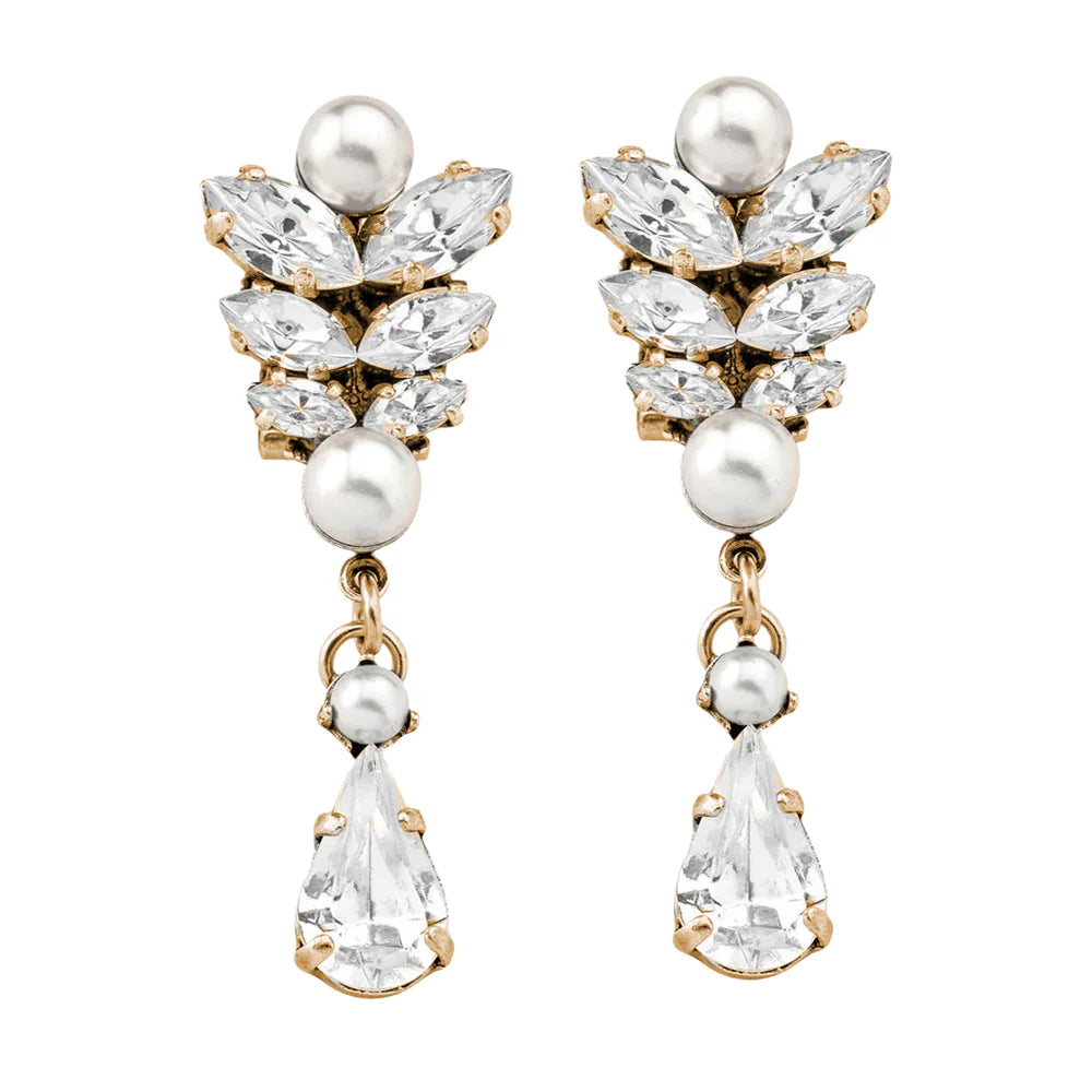 Pendientes inspiración vintage latón bañado y perlas