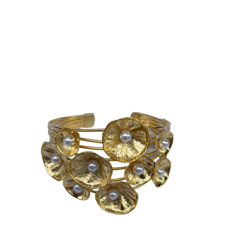 Brazalete  de oro primitivo y perlas