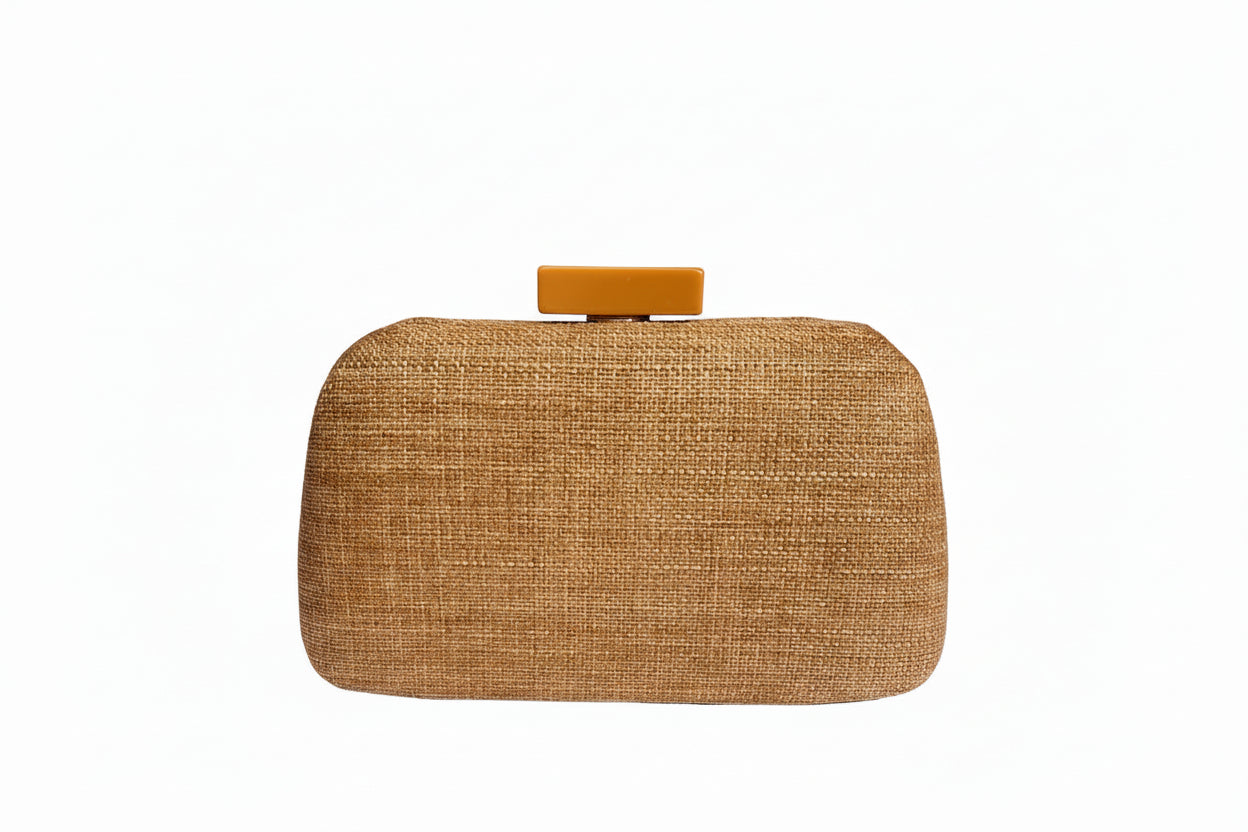 Cartera de fiesta en lino color biscuit