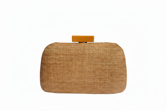Cartera de fiesta en lino color biscuit