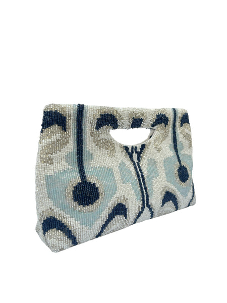 Bolso de mano  bordado  jacquard azules