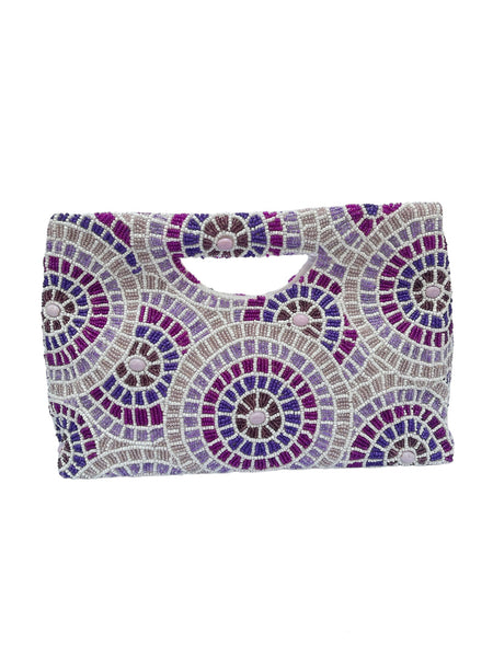 Bolso de mano  bordado mosaico tonos violeta